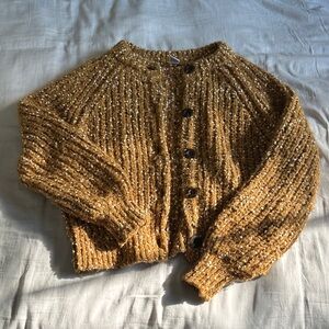 Melrose and Market Mustard Gold Textured Button-Front Cardigan